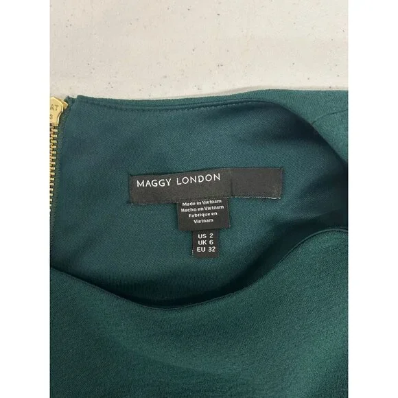 Maggy London Womens  Size 2 Crew Neck Sleeveless Sheat Dress Green NWT - Picture 3 of 13